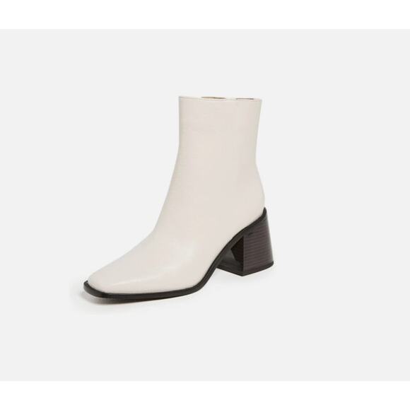 Sam Edelman Women's Winnie Block-Heel Booties Ivory Leather Size 7 - Picture 2 of 2